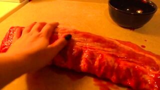 Rubbing you like a piece of meat hop eyou like my touch