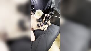 Golden-haired Whore in Thigh high Boots Fucked in All Her Holes Facial Cums