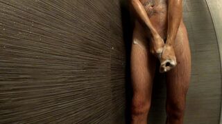 Taking Shower. Shaving. Masturbating my big schlong. Cockrash.