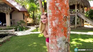Codi Vore's breasts and unshaved vagina show in the Dominican Republic