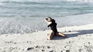 Hawt Monika Fox In Black Bodysuit On Beach