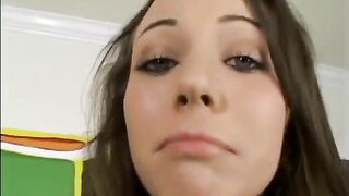 Naughty brunette sucks and screws and gets her butt jizzed