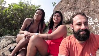 Baianinha Trans Bangs Couple on the Beach