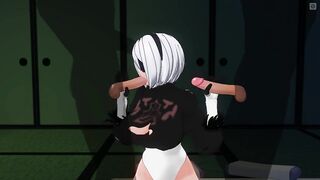 3D ANIME 2B jerks off her friends