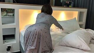 My stepmom's huge booty really stands out in those pajamas
