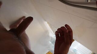 SLUTTY in a public shower until I CUM, RISKY!!