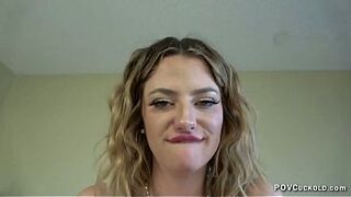 Hawt wife cuckolds you and gives you a pov oral-sex-job and seduces you into watching her fuck other lads while you watch and puts you in chastity while she humiliates you with your ramrod in chastity creampie eating facesitting