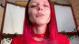 Redhead chick got concupiscent while trying on lingerie. Table humping