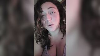 BBW lets her big boobs hang while water drips down from 'em