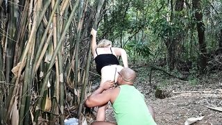 Fucking behind the trees in a park with a BBC