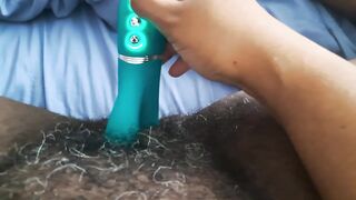 BBW Ebony teases cunt with toy and cums