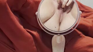 BBW plays with pussy recent out the shower