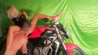 Excited playgirl rides bike and shlong - Dreamescapades
