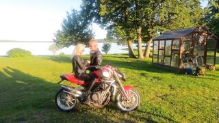 Excited playgirl rides bike and shlong - Dreamescapades