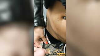MILF empties a schlong in her belt in an elevator