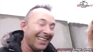 German aged blonde fucked at street casting