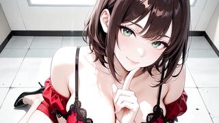 This Brunette Hentai Babe in Sexy Red Outfit Goes Eager All Night