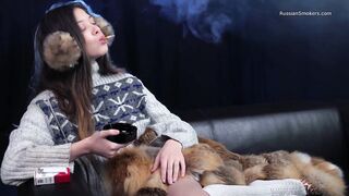 Seductive Russian Dream Smokin' Cigarette Outdoor Escape
