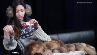 Seductive Russian Dream Smokin' Cigarette Outdoor Escape