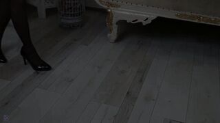 Black Pantyhose Heel Asmr - Sharp Floor Clicking & Soft Nylon Tugging
