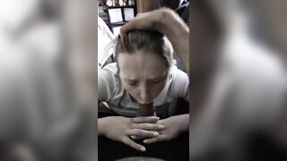 Golden-haired amateur teasing and deepthroating a hard jock