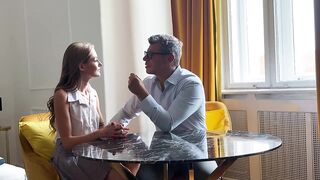 Tiffany Tatum takes the big rod of her Italian teacher