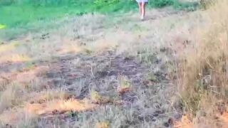 Tara Secret - Stranger Jerking on a Field and calling Random Hot Gal for aid! Hot Outdoor Blowjob-job