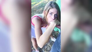 Tara Secret - Stranger Jerking on a Field and calling Random Hot Gal for aid! Hot Outdoor Blowjob-job