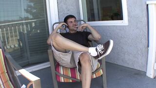Bald twat blonde young hotty on daybed screwing juicy hawt knob hard