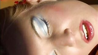 Valuable-looking blonde skank gets her snatch licked by young stud