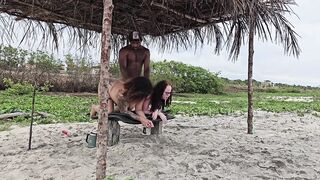 Riding two tight little butts on the beach in Salvador