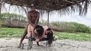 Riding two tight little butts on the beach in Salvador