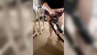 Big butt vacuuming in tiny ass shorts
