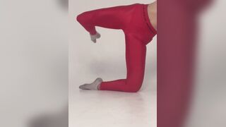 teasing yoga long legs