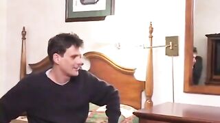 Round assed ebony slut has interracial sex with white stud on couch