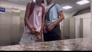 cruising with a curious straight dude in the university bathroom