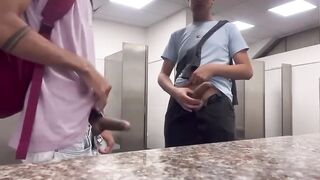 cruising with a curious straight dude in the university bathroom
