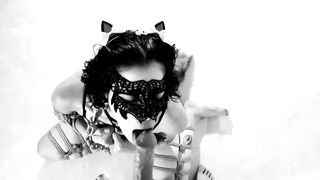 Time to feed the kitty with her beloved food - Tied up oral deepthroat with anal tail