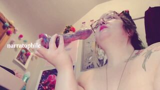 Fat Alt Camgirl Chokes and Gags on Sextoy Knot, then Spreads Her Booty For YOU (AUTOCAPTIONS)