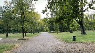 A couple in love is having rough banging in public in the park