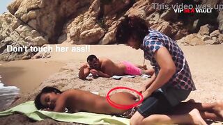 He Oiled Me Up on the Beach... Then His Friend Came to Watch