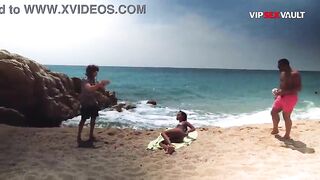 He Oiled Me Up on the Beach... Then His Friend Came to Watch
