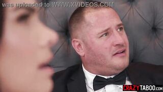 Big ass bride swallowed big cock and enjoyed rough group-sex and a bit of booty after giving a sloppy oral