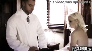 Sexually excited skinny golden-haired pounded by a stranger and her step father