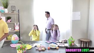 Concupiscent Stepdaughters Swap Stepdads During an Easter Blindfolded Cock Guessing Game