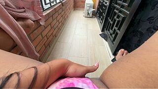 Last night I was walking around on the balcony in my underwear and I saw my neighbor looking this way, so I decided to masturbate this morning to see if this chab would come out and be encouraged to come over. I got indeed turned on just imagining it.