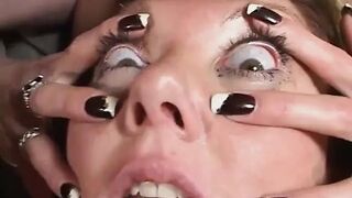 two Concupiscent MILFs Share One Schlong Then Dude Cums in Bitch's Eye