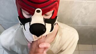 Top with a big cock pissed on a young chap in the water closet