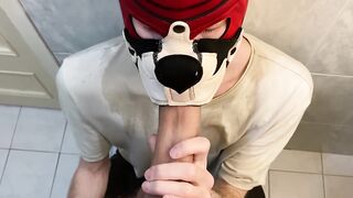Top with a big cock pissed on a young chap in the water closet