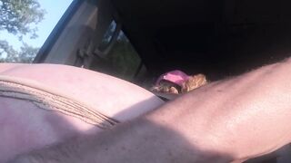 thrashing her in the car, (the car is not moving). see as she takes what she has coming quietly, as I immodest talk her as I do it, see how red her cheeks